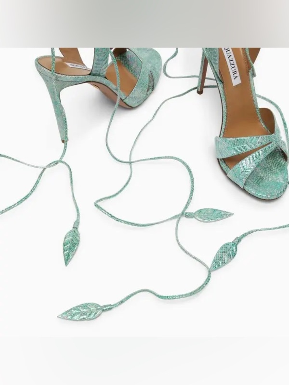 Like new Aquazzura 105mm leaf-detail ankle-tie sandals $1,095 38 - Picture 3 of 11